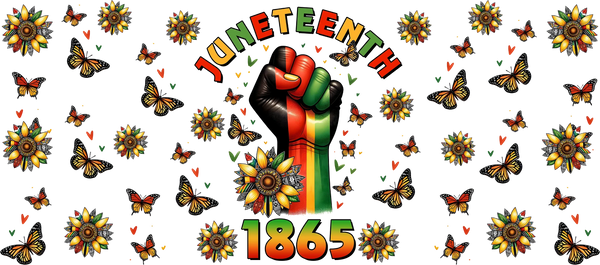 Juneteenth 1865 Fist Design - Black History Month Cup Wrap UV Sticker Permanent UV DTF Decal