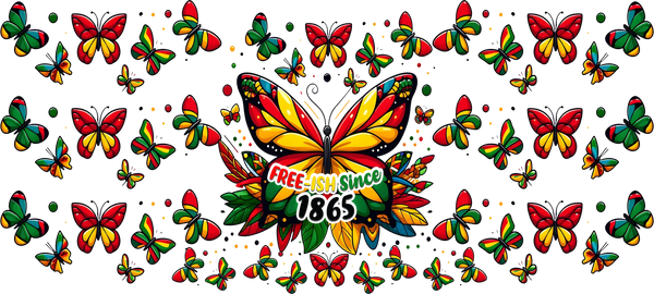 Freeish Since 1865 Butterfly - Black History Month Cup Wrap UV Sticker Permanent UV DTF Decal