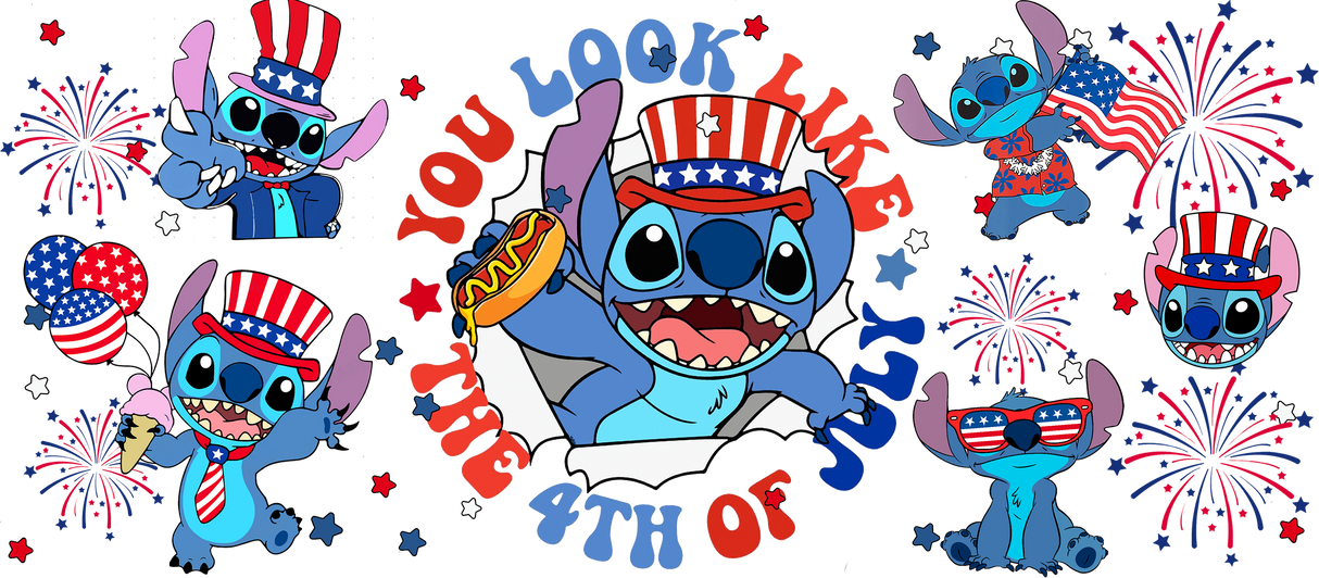 You Look Like The 4th Of July - 4th Of July Cup Wrap UV Sticker Permanent UV DTF Decal