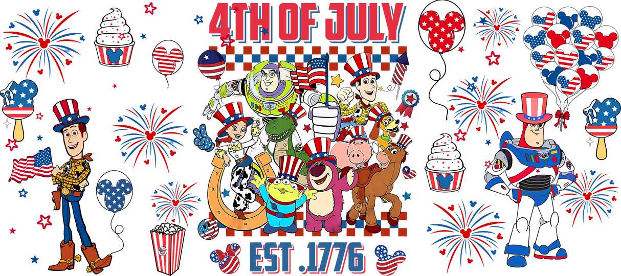 Toy Story 4th Of July - 4th Of July Cup Wrap UV Sticker Permanent UV DTF Decal