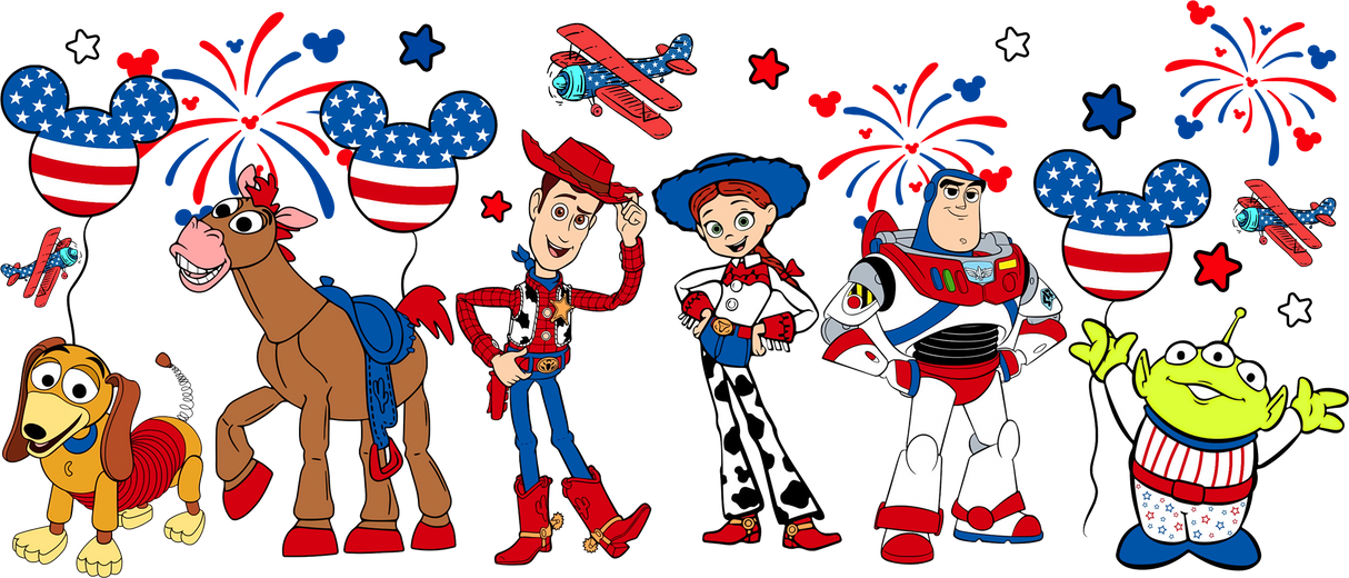 Toy Story USA Design - 4th Of July Cup Wrap UV Sticker Permanent UV DTF Decal