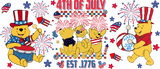 Winnie The Pooh 4th Of July - 4th Of July Cup Wrap UV Sticker Permanent UV DTF Decal