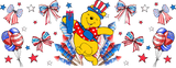 Winnie The Pooh Fireworks - 4th Of July Cup Wrap UV Sticker Permanent UV DTF Decal