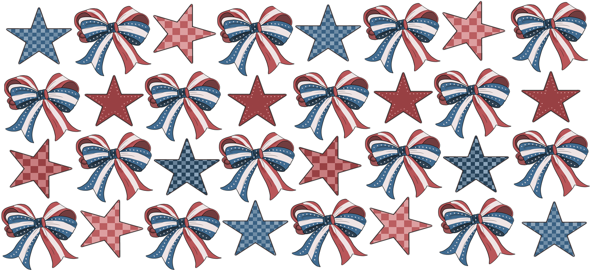 USA Ribbon Design - 4th Of July Cup Wrap UV Sticker Permanent UV DTF Decal