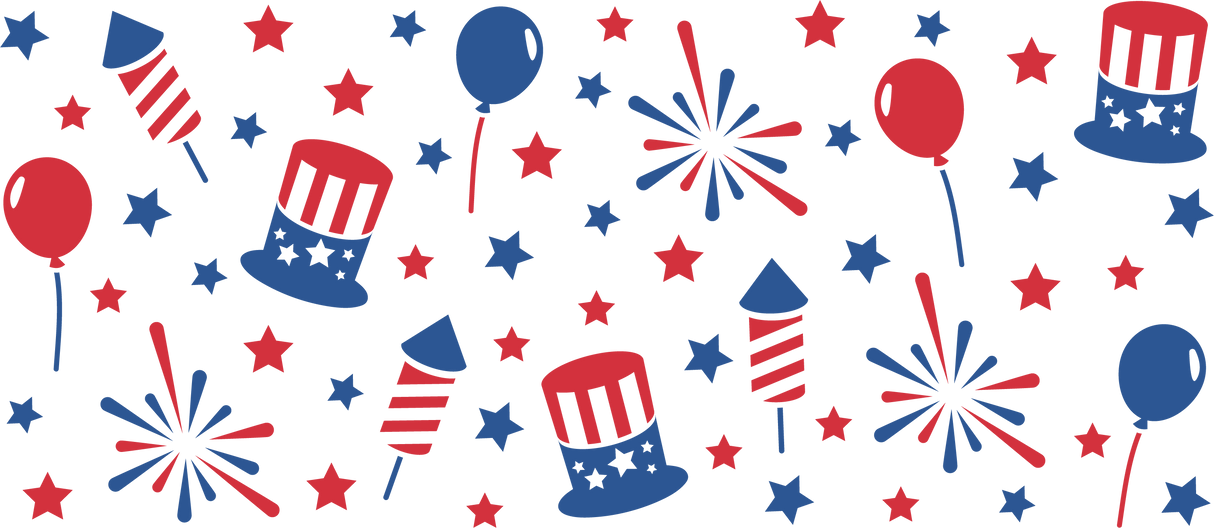 USA Balloons And Fireworks - 4th Of July Cup Wrap UV Sticker Permanent UV DTF Decal