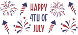 Fireworks Happy 4th Of July - 4th Of July Cup Wrap UV Sticker Permanent UV DTF Decal