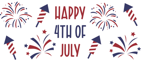 Fireworks Happy 4th Of July - 4th Of July Cup Wrap UV Sticker Permanent UV DTF Decal
