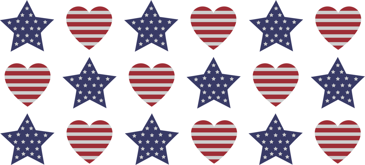 USA Flag Heart And Stars - 4th Of July Cup Wrap UV Sticker Permanent UV DTF Decal