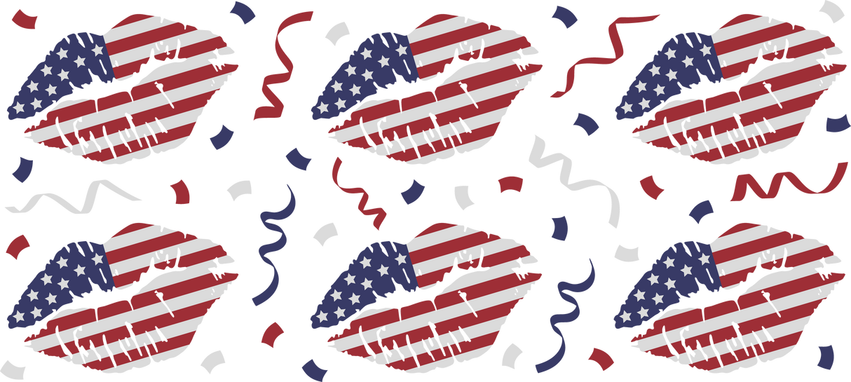 USA Lip Print - 4th Of July Cup Wrap UV Sticker Permanent UV DTF Decal