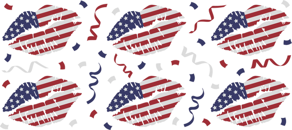 USA Lip Print - 4th Of July Cup Wrap UV Sticker Permanent UV DTF Decal