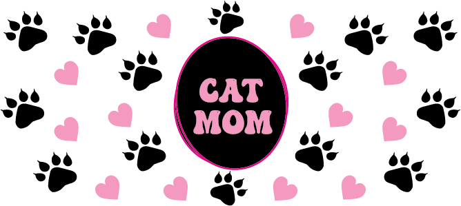 Cat Mom Circular Design - Pets Cup Wrap UV Sticker Permanent UV DTF Decal