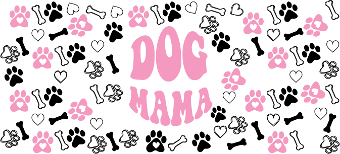 Dog Mama Pink And White - Pets Cup Wrap UV Sticker Permanent UV DTF Decal