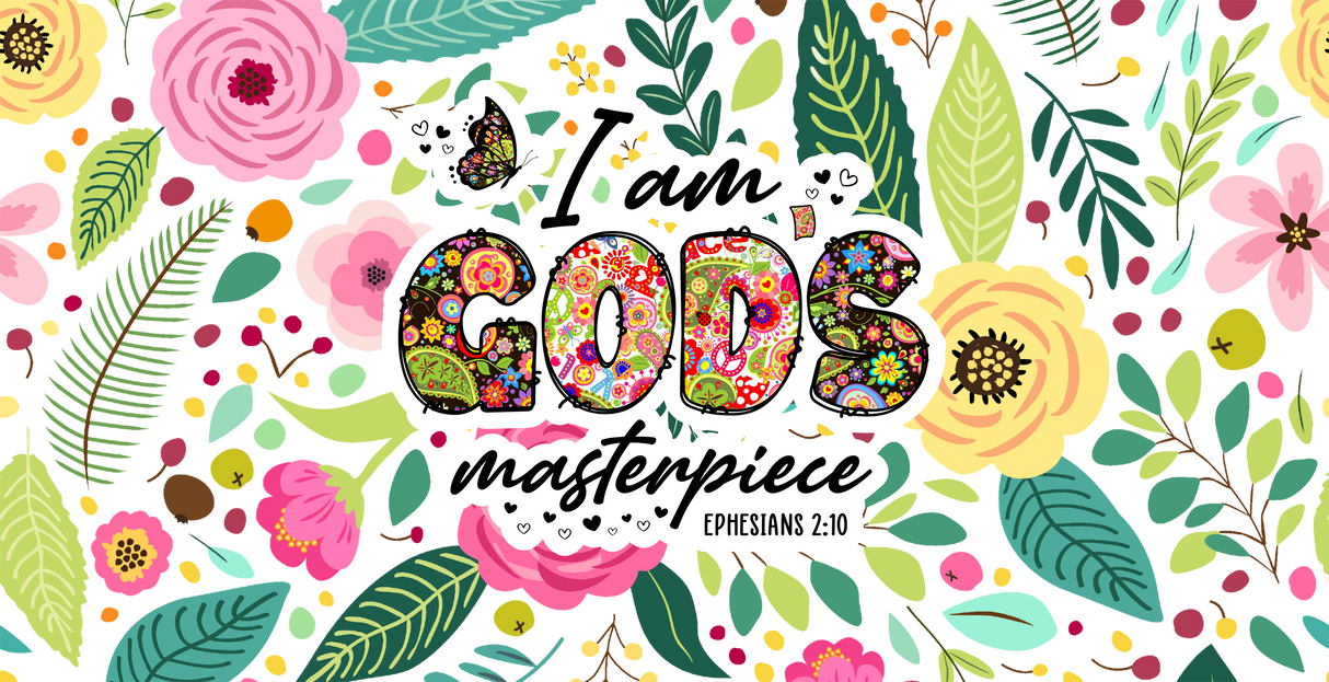 I Am God's Masterpiece - Religion Cup Wrap UV Sticker Permanent UV DTF Decal