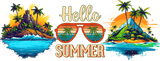 Hello Summer Island Design - Summer Cup Wrap UV Sticker Permanent UV DTF Decal