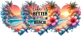 At The Beach Colorful Heart - Summer Cup Wrap UV Sticker Permanent UV DTF Decal