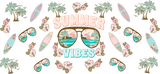 Summer Vibes Glasses - Summer Cup Wrap UV Sticker Permanent UV DTF Decal