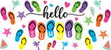 Hello Summer Flip Flops - Summer Cup Wrap UV Sticker Permanent UV DTF Decal