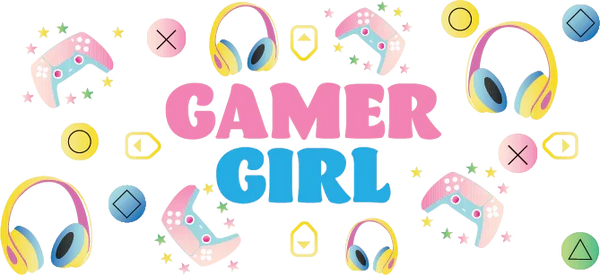 Gamer Girl Colorful Design - Video Games Cup Wrap UV Sticker Permanent UV DTF Decal