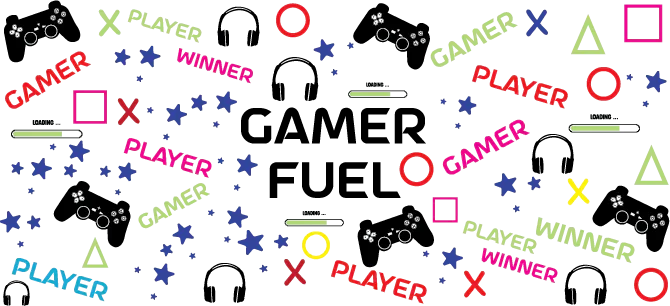 Gamer Fuel Colorful - Video Games Cup Wrap UV Sticker Permanent UV DTF Decal