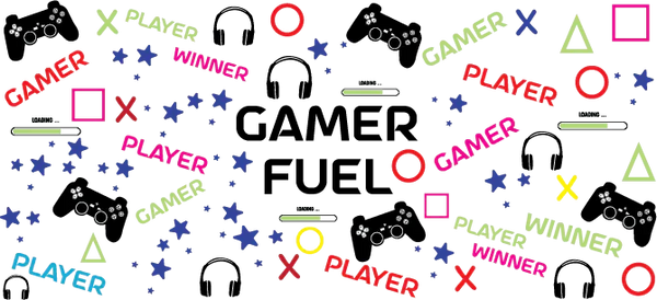 Gamer Fuel Colorful - Video Games Cup Wrap UV Sticker Permanent UV DTF Decal