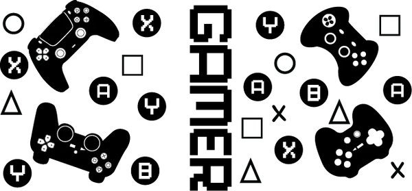 Gamer Controller Design - Video Games Cup Wrap UV Sticker Permanent UV DTF Decal