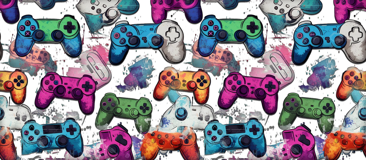 Colorful Controller Design - Video Games Cup Wrap UV Sticker Permanent UV DTF Decal