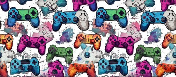 Colorful Controller Design - Video Games Cup Wrap UV Sticker Permanent UV DTF Decal