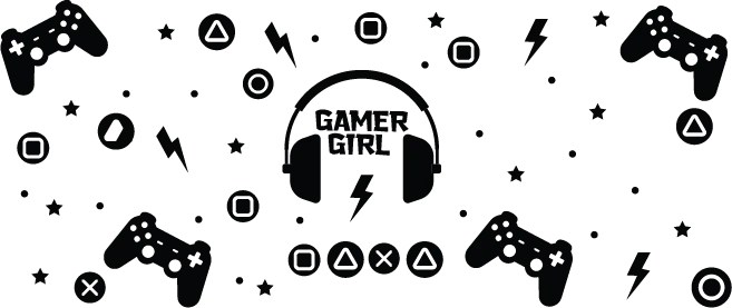 Gamer Girl Headphones - Video Games Cup Wrap UV Sticker Permanent UV DTF Decal