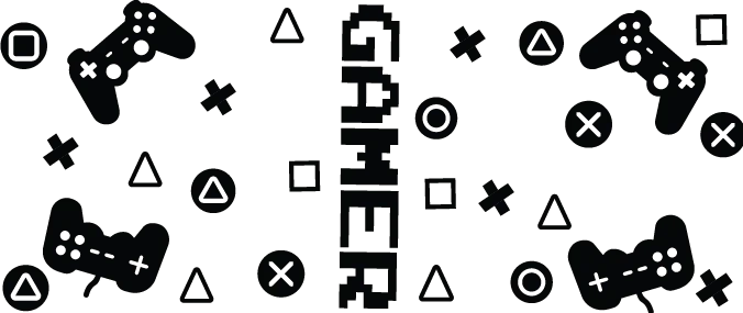Gamer Pixel Font - Video Games Cup Wrap UV Sticker Permanent UV DTF Decal