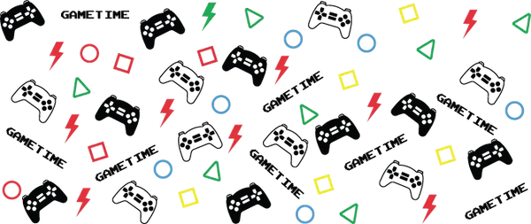 Game Time Colorful Design - Video Games Cup Wrap UV Sticker Permanent UV DTF Decal