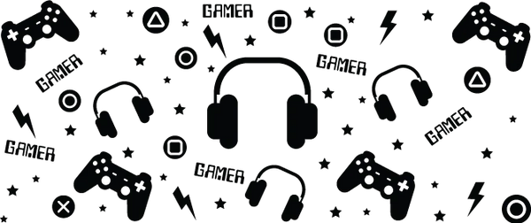 Gamer Headphones Design - Video Games Cup Wrap UV Sticker Permanent UV DTF Decal