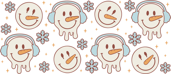 Snowman Smiley - Winter Cup Wrap UV Sticker Permanent UV DTF Decal
