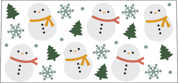 Snowman Tree And Snowflakes - Winter Cup Wrap UV Sticker Permanent UV DTF Decal