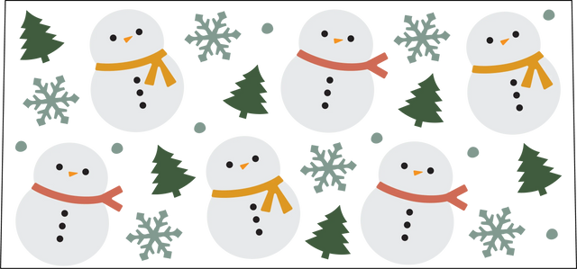 Snowman Tree And Snowflakes - Winter Cup Wrap UV Sticker Permanent UV DTF Decal ready2transfer