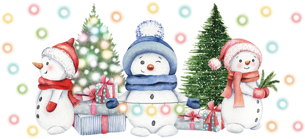 Snow Man Tree Design - Winter Cup Wrap UV Sticker Permanent UV DTF Decal