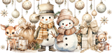 Snowman Reindeer And Boxes - Winter Cup Wrap UV Sticker Permanent UV DTF Decal