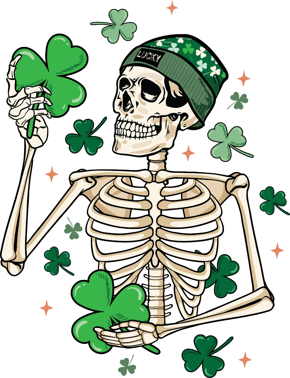 Lucky Skeleton St. Patrick's Day DTF Heat Transfer, Saint Patricks Day Design, St Paddys Day DTF