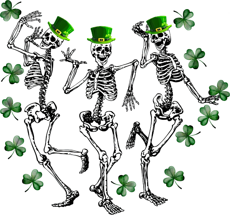 Dancing Skeleton St. Patrick's Day DTF Heat Transfer, Saint Patricks Day Design, St Paddys Day DTF