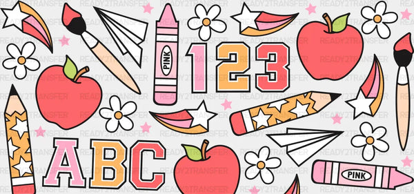 ABC Crayon And Apples - Teacher Cup Wrap UV Sticker Permanent UV DTF Decal