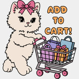 Add To Cart, Cat - Shopping DTF Transfers ready2transfer Light Color Design (See Imaging)