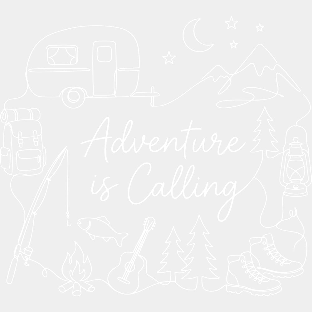Adventure Is Calling - Camping DTF Transfers - Adult Unisex - S & M (10’’) / Light Color Design (See Imaging)