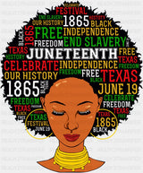 Afro Girl Juneteenth - Juneteenth DTF Transfer Adult Unisex - S & M (10’’) / Dark Color Design (See Imaging)
