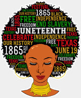Afro Girl Juneteenth - Juneteenth DTF Transfer Adult Unisex - S & M (10’’) / Light Color Design (See Imaging)