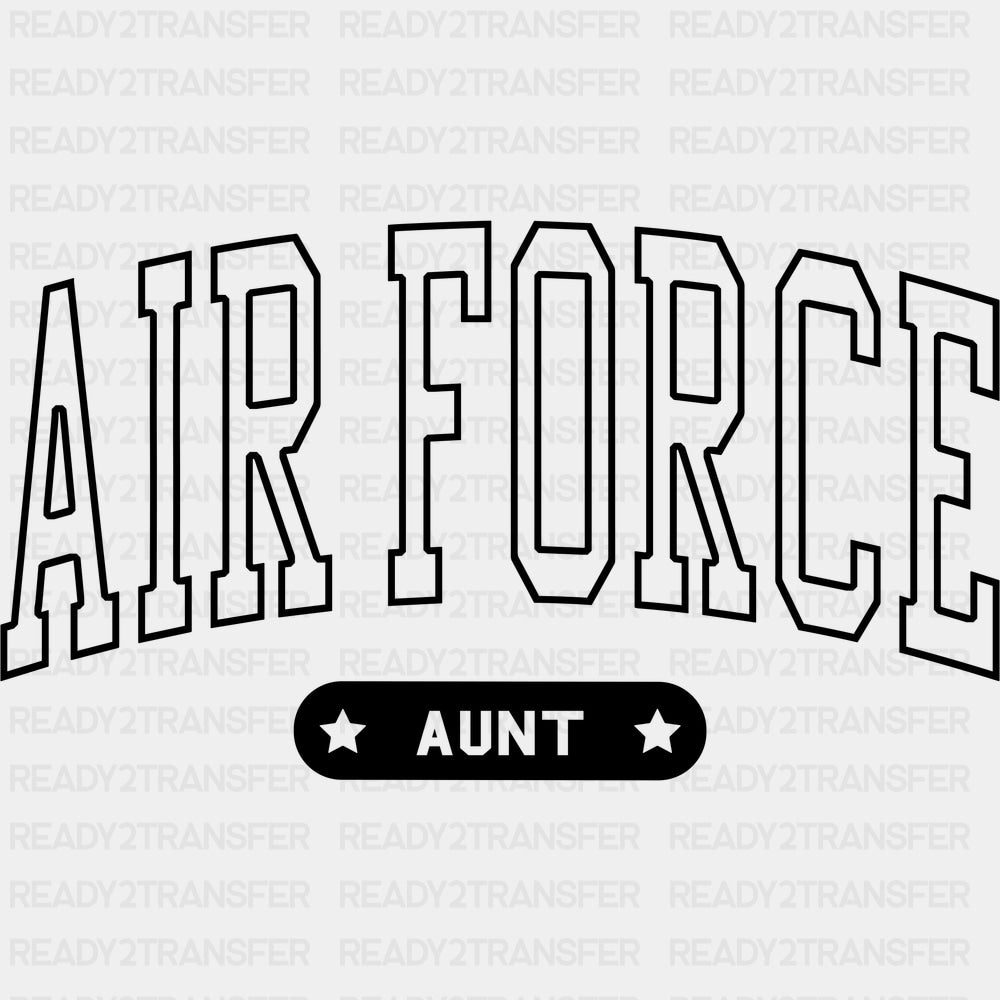 Air Force Aunt - Air Force DTF Transfers - Adult Unisex - S & M (10’’) / Dark Color Design (See Imaging)