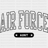 Air Force Aunt - Air Force DTF Transfers - Adult Unisex - S & M (10’’) / Dark Color Design (See Imaging)