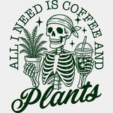 Al I Need Is Coffee And Plants - Plants DTF Transfers ready2transfer Green Color Design (See Imaging)