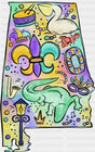Alabama Map - Mardi Gras DTF Transfer