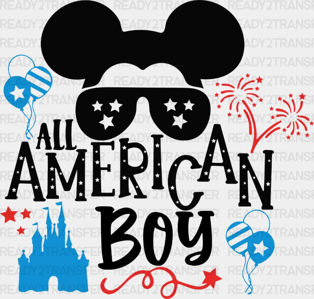 All American Boy 4Th Of July Disney Dtf Heat Transfer Vacation Design Mickey Minnie