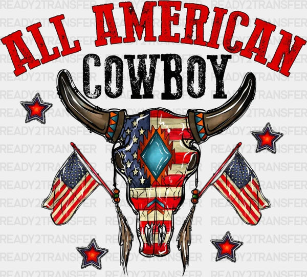 All American Cowboy 4th Of July DTF Heat Transfer, Independence Day Design, Fourth Of July DTF