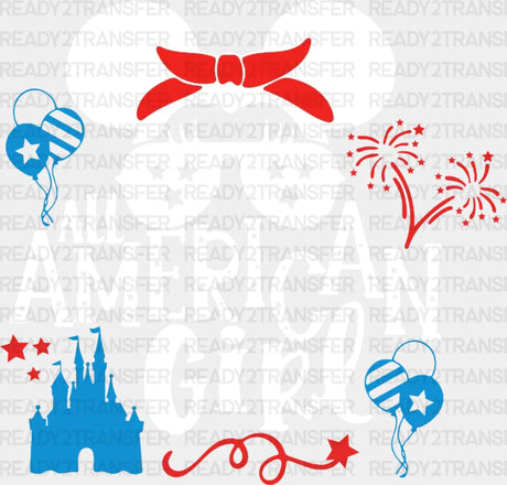 All American Girl 4Th Of July Disney Dtf Heat Transfer Vacation Design Mickey Minnie